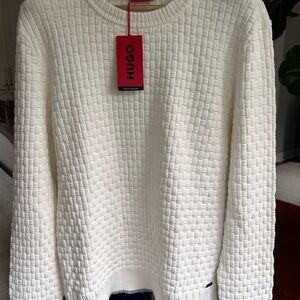 HUGO Mens White Textured Sweater - Size M - NWT